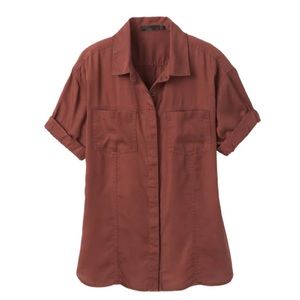 PrAna Ezra Button Down Top In Vino Color